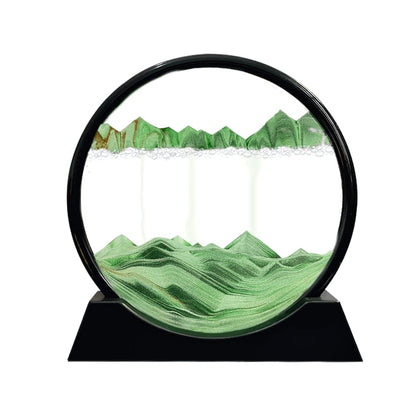 Aoderun Moving Sand Art Picture Round Glass 3D Deep Sea Sandscape in Motion Display Flowing Sand Frame Relaxing Desktop Home Office Work Decor (7", Blue)