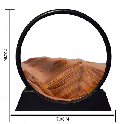 Aoderun Moving Sand Art Picture Round Glass 3D Deep Sea Sandscape in Motion Display Flowing Sand Frame Relaxing Desktop Home Office Work Decor (7", Blue)