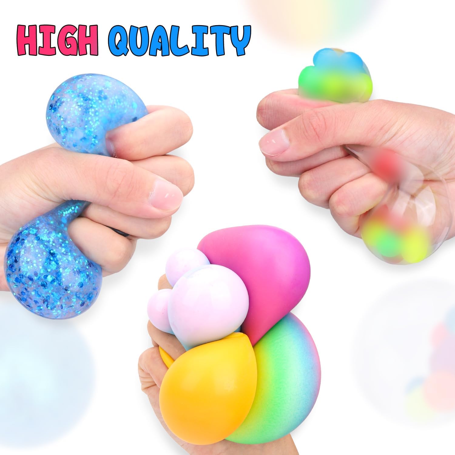 4-PACK ANTI-STRESS SQUISHY BALLS – SENSORY FIDGET TOYS FOR RELAXATION