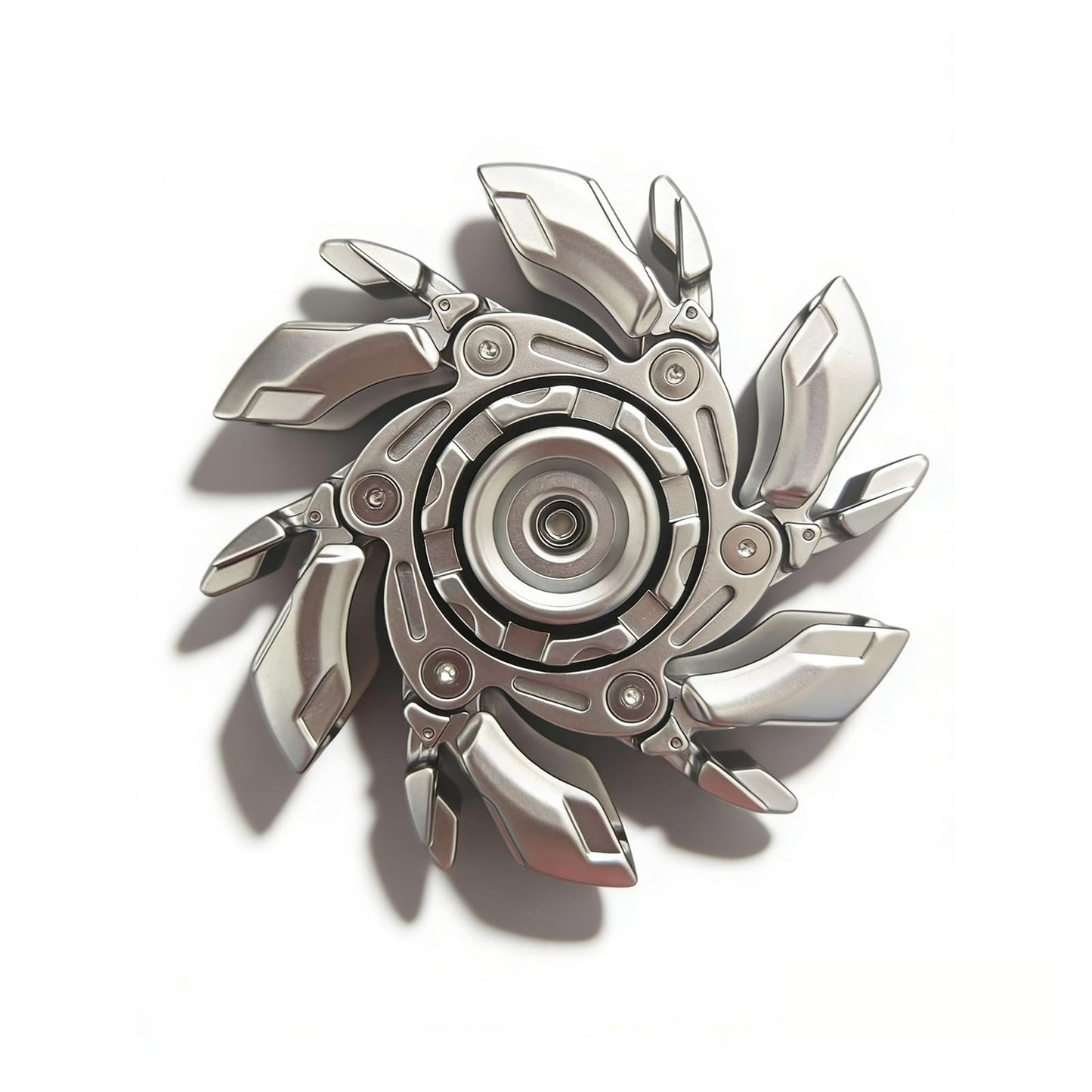 Stress Relief Metal Fidget Spinner for Adults, EDC Fidget Spinner with Open Armor Design & Smooth Spin. a Cool Fidget Toy for Teens & Adults(White Gold)