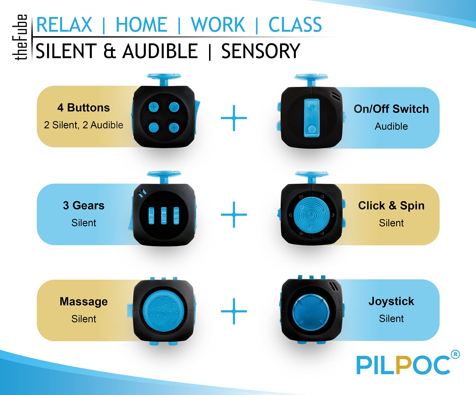 FIDGET CUBE- STRESS RELIEF DESK TOY FOR FOCUS AND AXIETY RELIEF