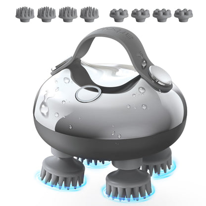 arboleaf Masajeador Eléctrico para el Cuero Cabelludo, Masajeador de Cabeza, Alivio del Estrés del Cuero Cabelludo, 5 en 1 Amasado, 128 Nodos de Masaje, Masaje Capilar Impermeable con 8 Garras