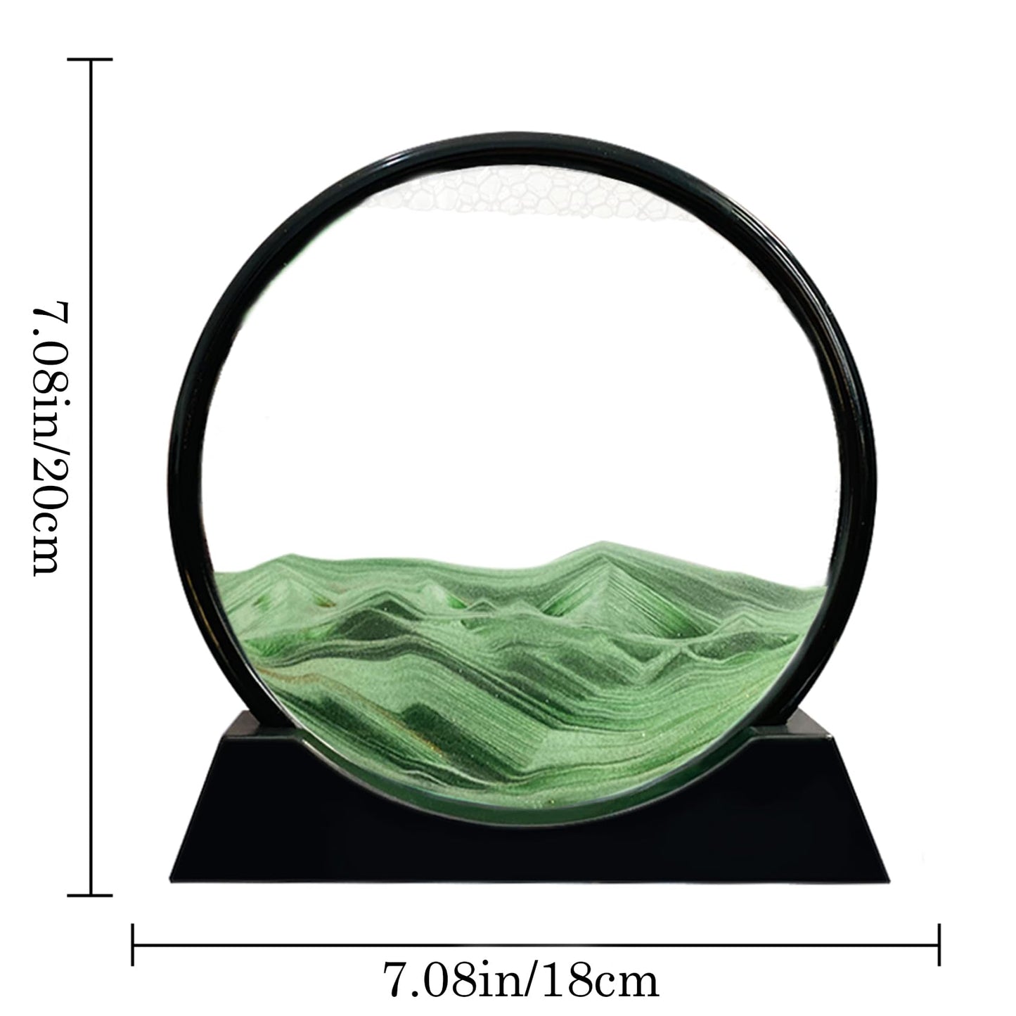 Aoderun Moving Sand Art Picture Round Glass 3D Deep Sea Sandscape in Motion Display Flowing Sand Frame Relaxing Desktop Home Office Work Decor (7", Blue)