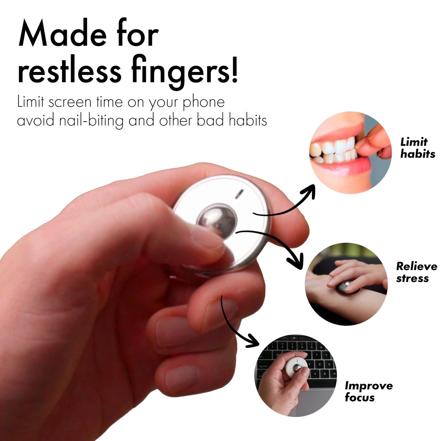 ONO Scroller - Handheld Fidget Toy for Adults | Help Relieve Stress, Anxiety, Tension | Promotes Focus, Clarity | Compact, Portable Design | Aluminum Grey