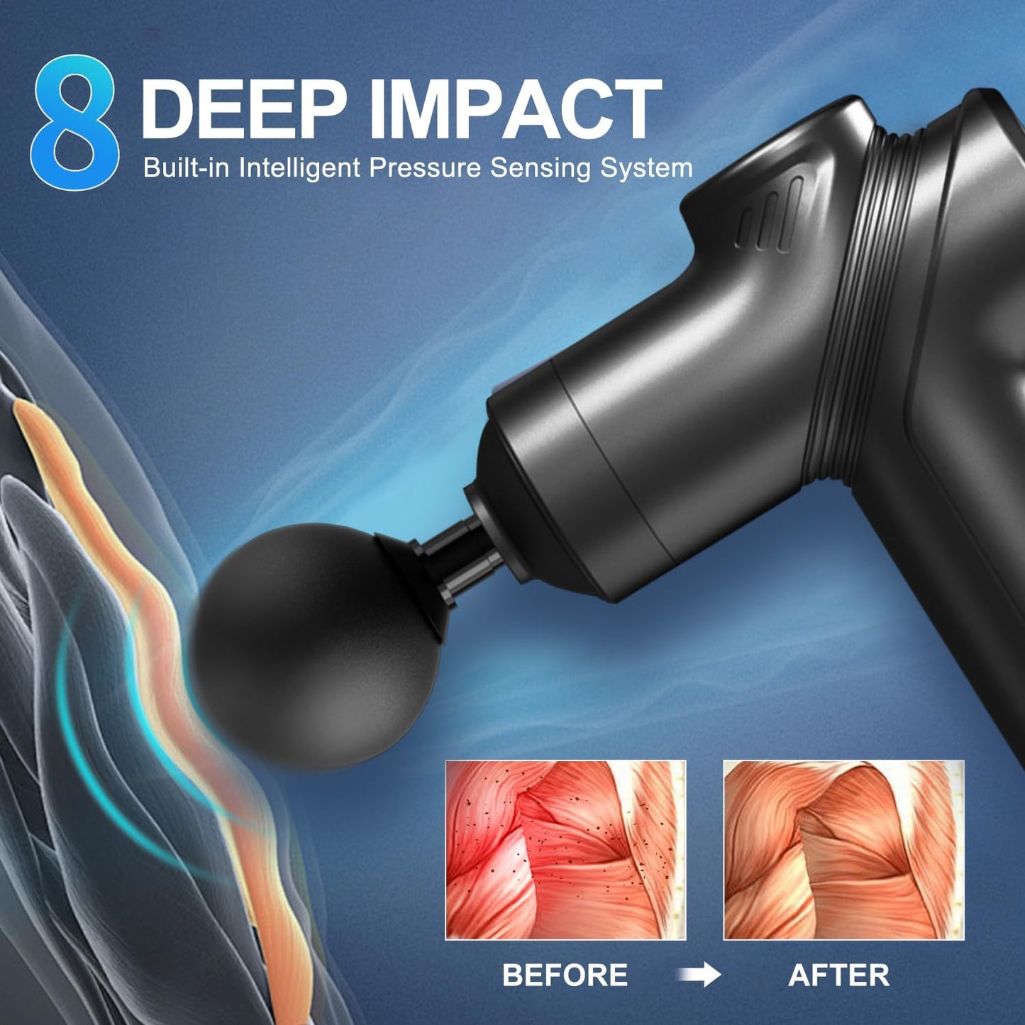LEERCON Massage Gun Deep Tissue, Silent Brushless Motor and Portable Massage Gun with 4 Interchangeable Heads for Deep Muscle Relief and Relaxation, Relax Gift