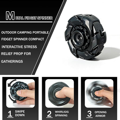 Stress Relief Metal Fidget Spinner for Adults, EDC Fidget Spinner with Open Armor Design & Smooth Spin. a Cool Fidget Toy for Teens & Adults(White Gold)