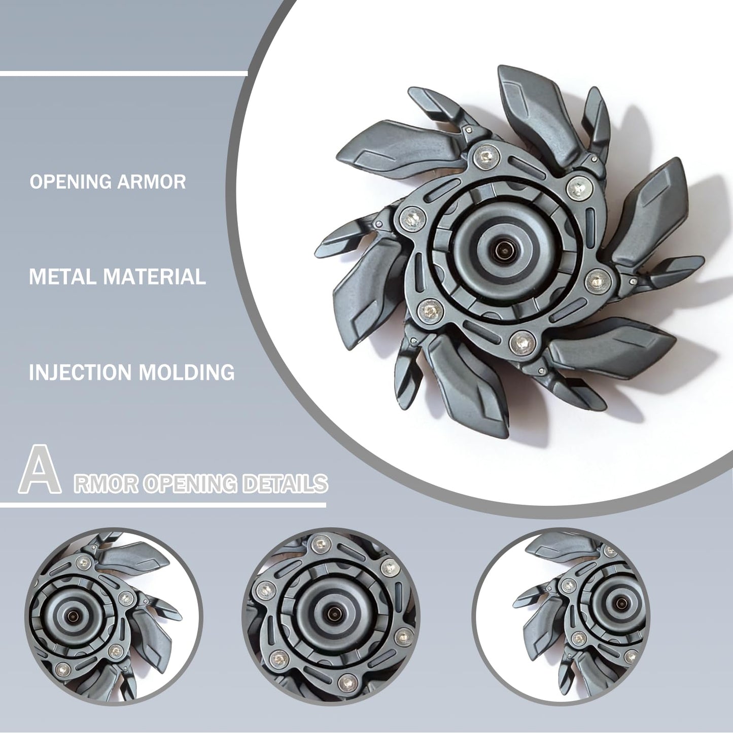 Stress Relief Metal Fidget Spinner for Adults, EDC Fidget Spinner with Open Armor Design & Smooth Spin. a Cool Fidget Toy for Teens & Adults(White Gold)