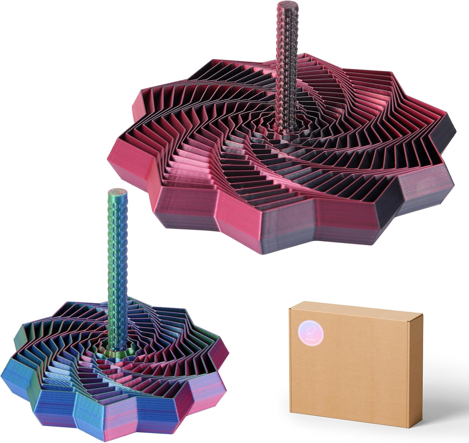 2-PACK 3D FRACTAL STAR FIDGET TOY – HYPNOTIC DESK STRESS RELIEF SPINNER