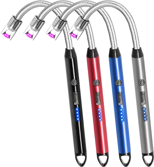 3 Pack Candle Lighter Electric Rechargeable Arc Windproof Lighters Flexible Neck Long Rotate 360 Plasma Lighter USB Flameless Lighters Candles Grill BBQ