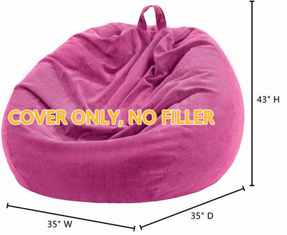 3 ft Bean Bag Chair Cover (No Filler) 35"×43" Large Stuffed Animal Storage Bean Bag Washable Beanbag Chair Cover Premium Corduroy Stuffable Bean Bag Cover for Adults,Kids,Platinum Gray 300L