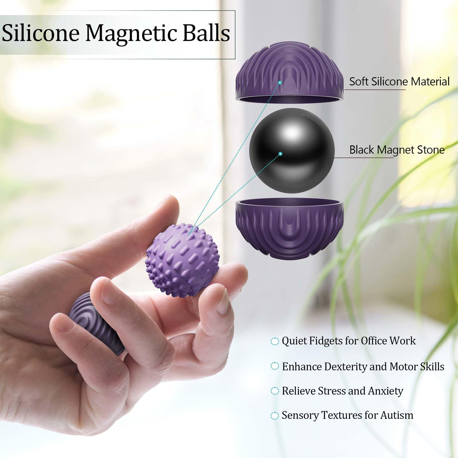 MAGNETIC SILICONE FIDGET BALLS - Stress Relief Toy Set