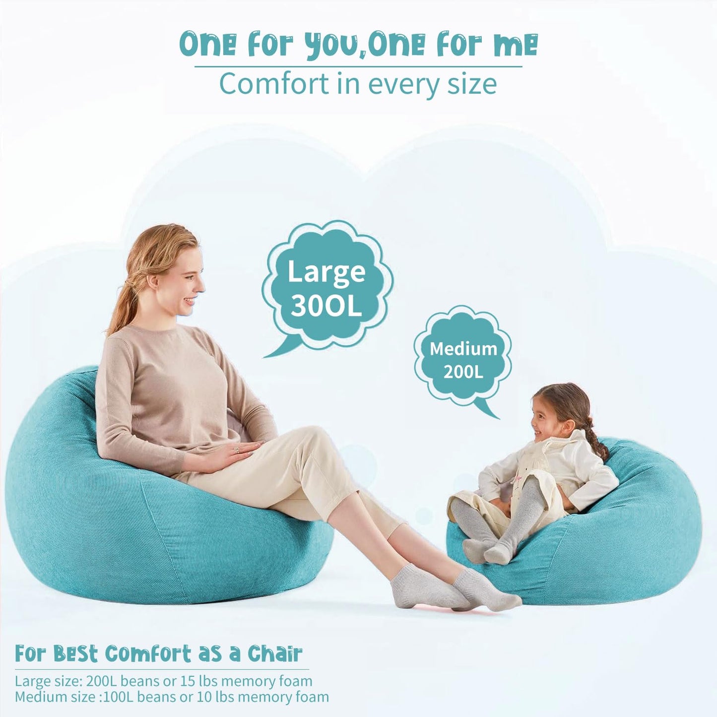 3 ft Bean Bag Chair Cover (No Filler) 35"×43" Large Stuffed Animal Storage Bean Bag Washable Beanbag Chair Cover Premium Corduroy Stuffable Bean Bag Cover for Adults,Kids,Platinum Gray 300L