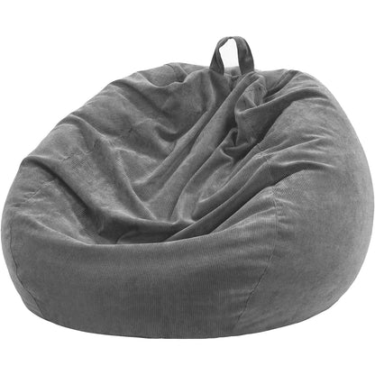 3 ft Bean Bag Chair Cover (No Filler) 35"×43" Large Stuffed Animal Storage Bean Bag Washable Beanbag Chair Cover Premium Corduroy Stuffable Bean Bag Cover for Adults,Kids,Platinum Gray 300L
