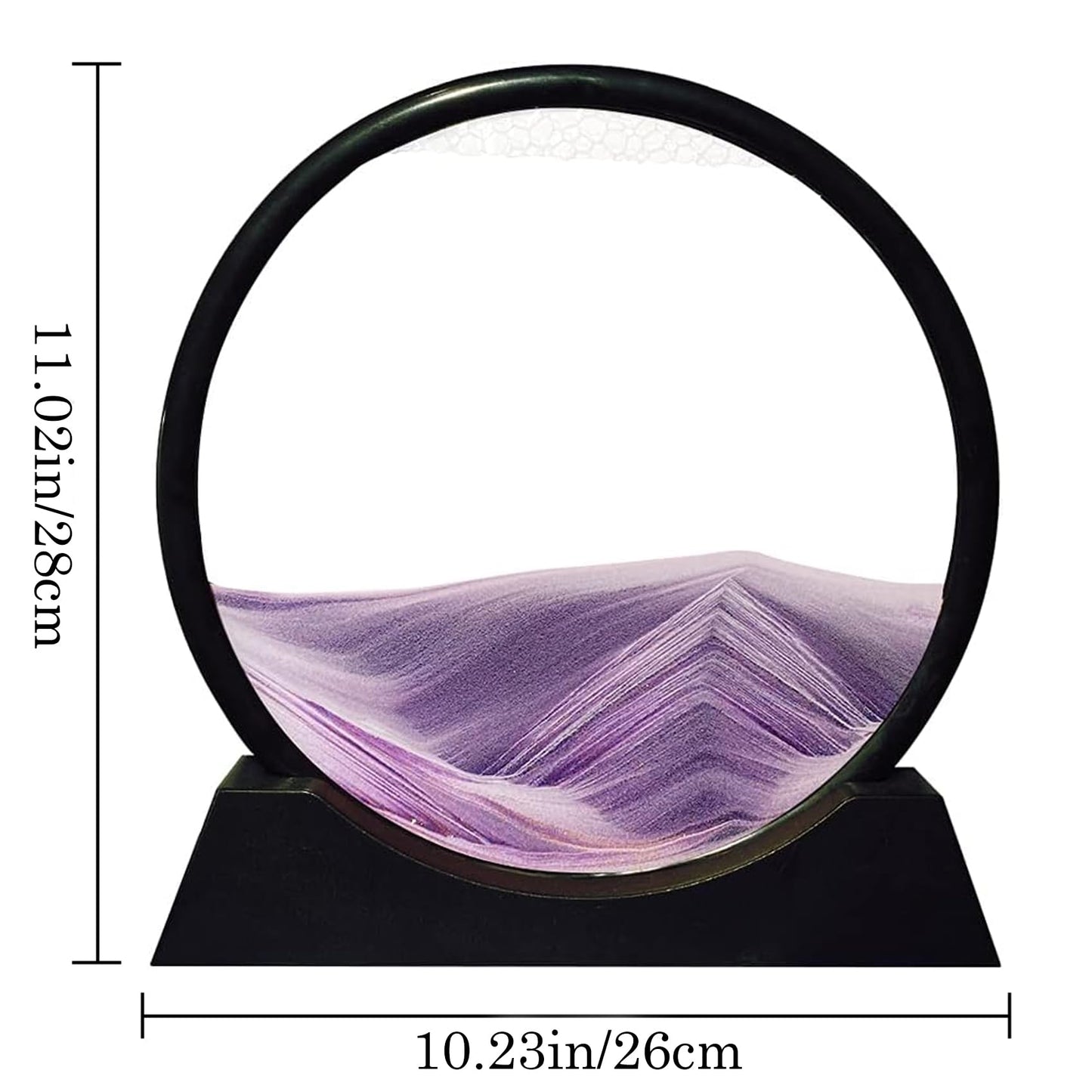 Aoderun Moving Sand Art Picture Round Glass 3D Deep Sea Sandscape in Motion Display Flowing Sand Frame Relaxing Desktop Home Office Work Decor (7", Blue)