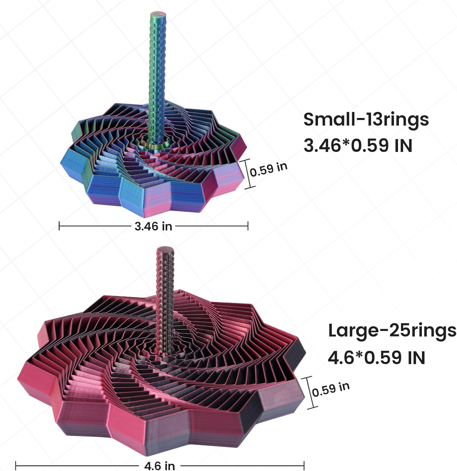 2-PACK 3D FRACTAL STAR FIDGET TOY – HYPNOTIC DESK STRESS RELIEF SPINNER