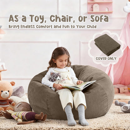 3 ft Bean Bag Chair Cover (No Filler) 35"×43" Large Stuffed Animal Storage Bean Bag Washable Beanbag Chair Cover Premium Corduroy Stuffable Bean Bag Cover for Adults,Kids,Platinum Gray 300L