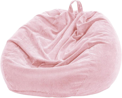 3 ft Bean Bag Chair Cover (No Filler) 35"×43" Large Stuffed Animal Storage Bean Bag Washable Beanbag Chair Cover Premium Corduroy Stuffable Bean Bag Cover for Adults,Kids,Platinum Gray 300L