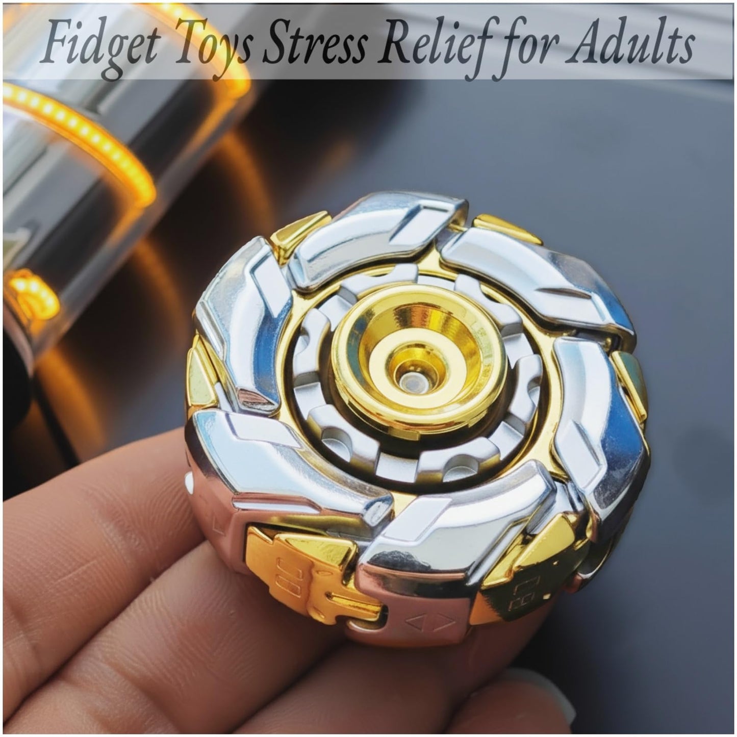 Stress Relief Metal Fidget Spinner for Adults, EDC Fidget Spinner with Open Armor Design & Smooth Spin. a Cool Fidget Toy for Teens & Adults(White Gold)