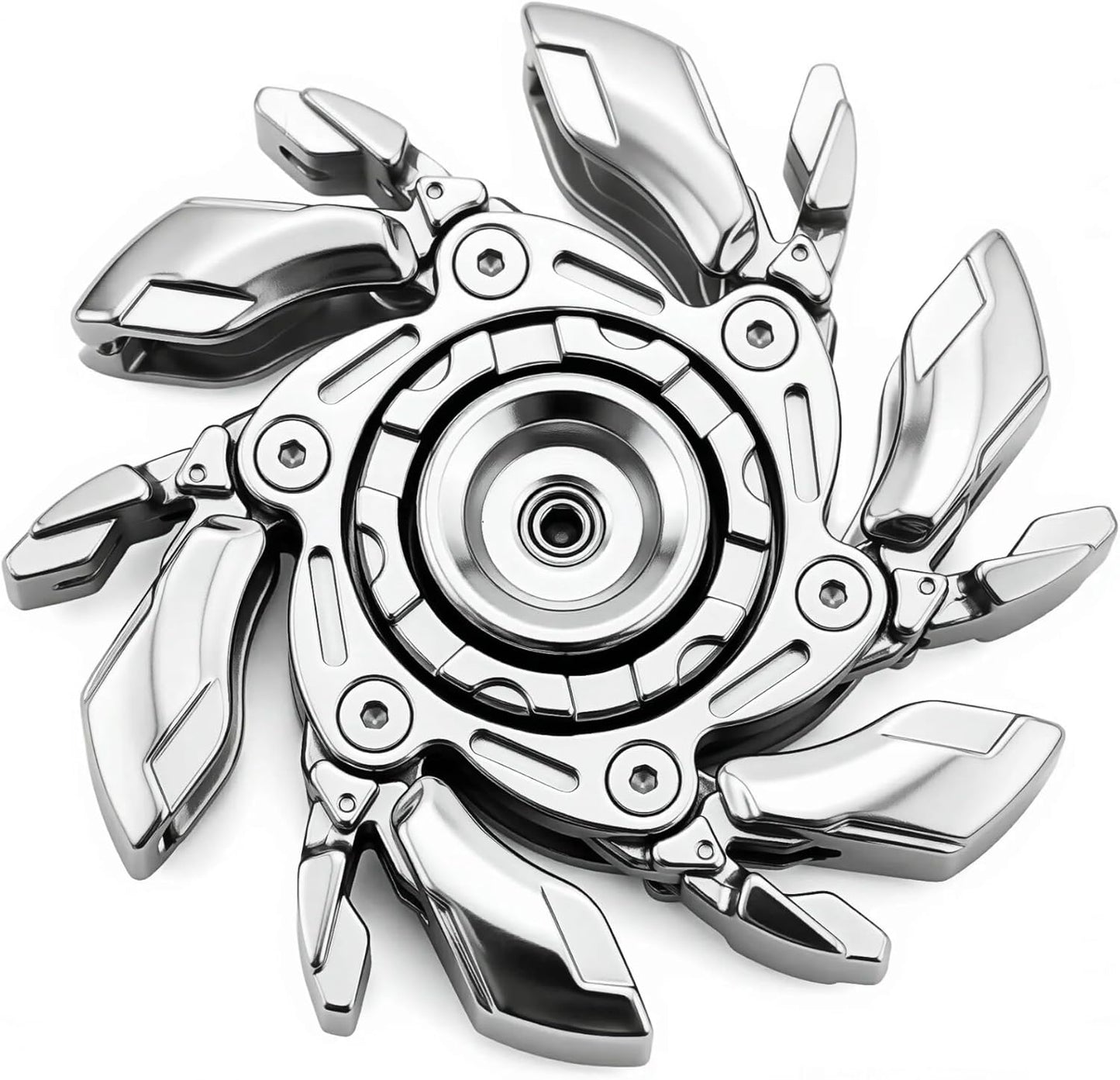 Stress Relief Metal Fidget Spinner for Adults, EDC Fidget Spinner with Open Armor Design & Smooth Spin. a Cool Fidget Toy for Teens & Adults(White Gold)