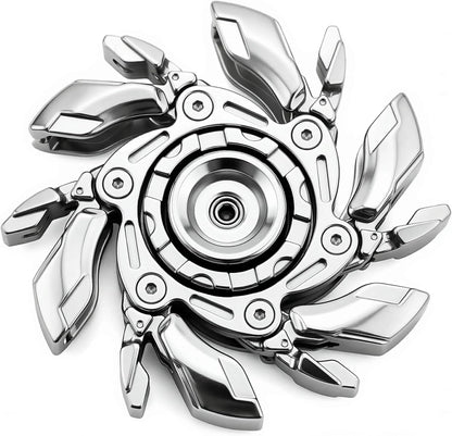 Stress Relief Metal Fidget Spinner for Adults, EDC Fidget Spinner with Open Armor Design & Smooth Spin. a Cool Fidget Toy for Teens & Adults(White Gold)