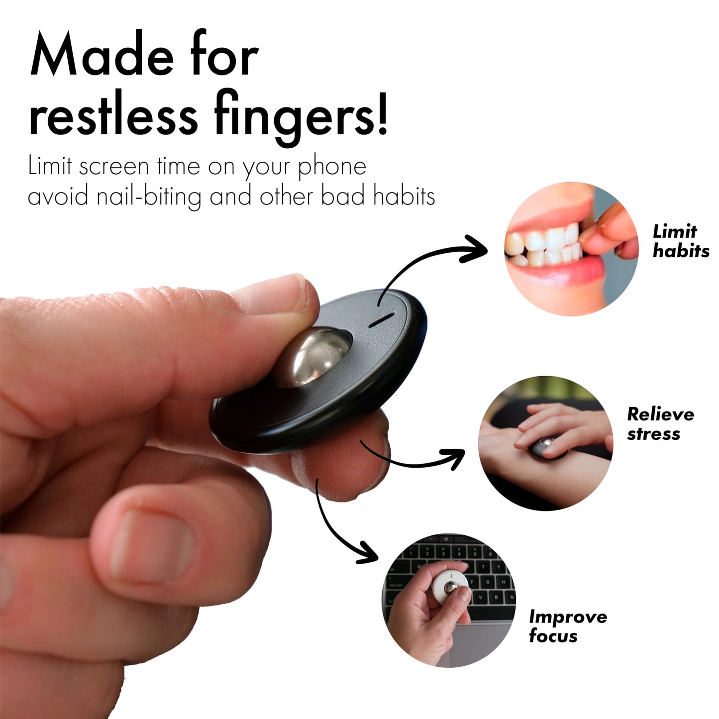 ONO Scroller - Handheld Fidget Toy for Adults | Help Relieve Stress, Anxiety, Tension | Promotes Focus, Clarity | Compact, Portable Design | Aluminum Grey