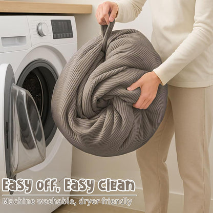 3 ft Bean Bag Chair Cover (No Filler) 35"×43" Large Stuffed Animal Storage Bean Bag Washable Beanbag Chair Cover Premium Corduroy Stuffable Bean Bag Cover for Adults,Kids,Platinum Gray 300L