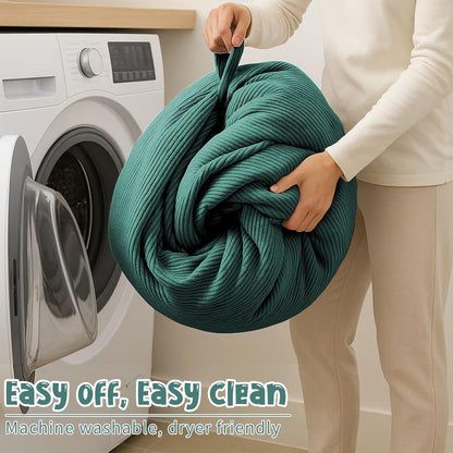3 ft Bean Bag Chair Cover (No Filler) 35"×43" Large Stuffed Animal Storage Bean Bag Washable Beanbag Chair Cover Premium Corduroy Stuffable Bean Bag Cover for Adults,Kids,Platinum Gray 300L