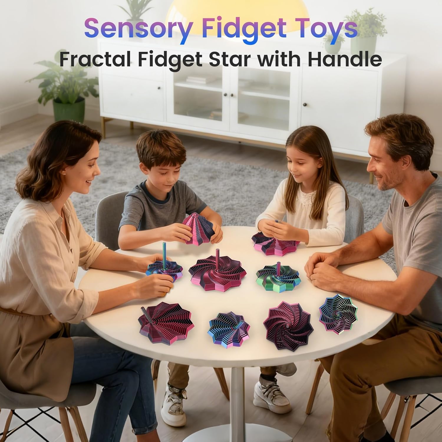 2-PACK 3D FRACTAL STAR FIDGET TOY – HYPNOTIC DESK STRESS RELIEF SPINNER