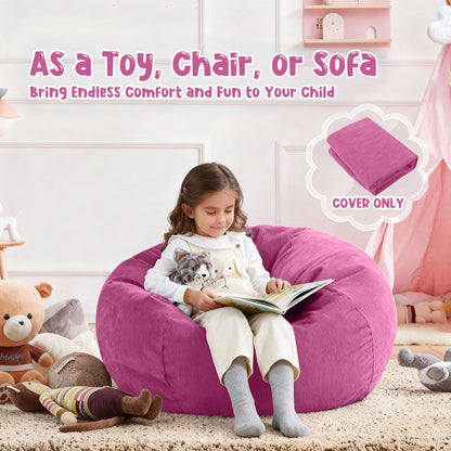 3 ft Bean Bag Chair Cover (No Filler) 35"×43" Large Stuffed Animal Storage Bean Bag Washable Beanbag Chair Cover Premium Corduroy Stuffable Bean Bag Cover for Adults,Kids,Platinum Gray 300L