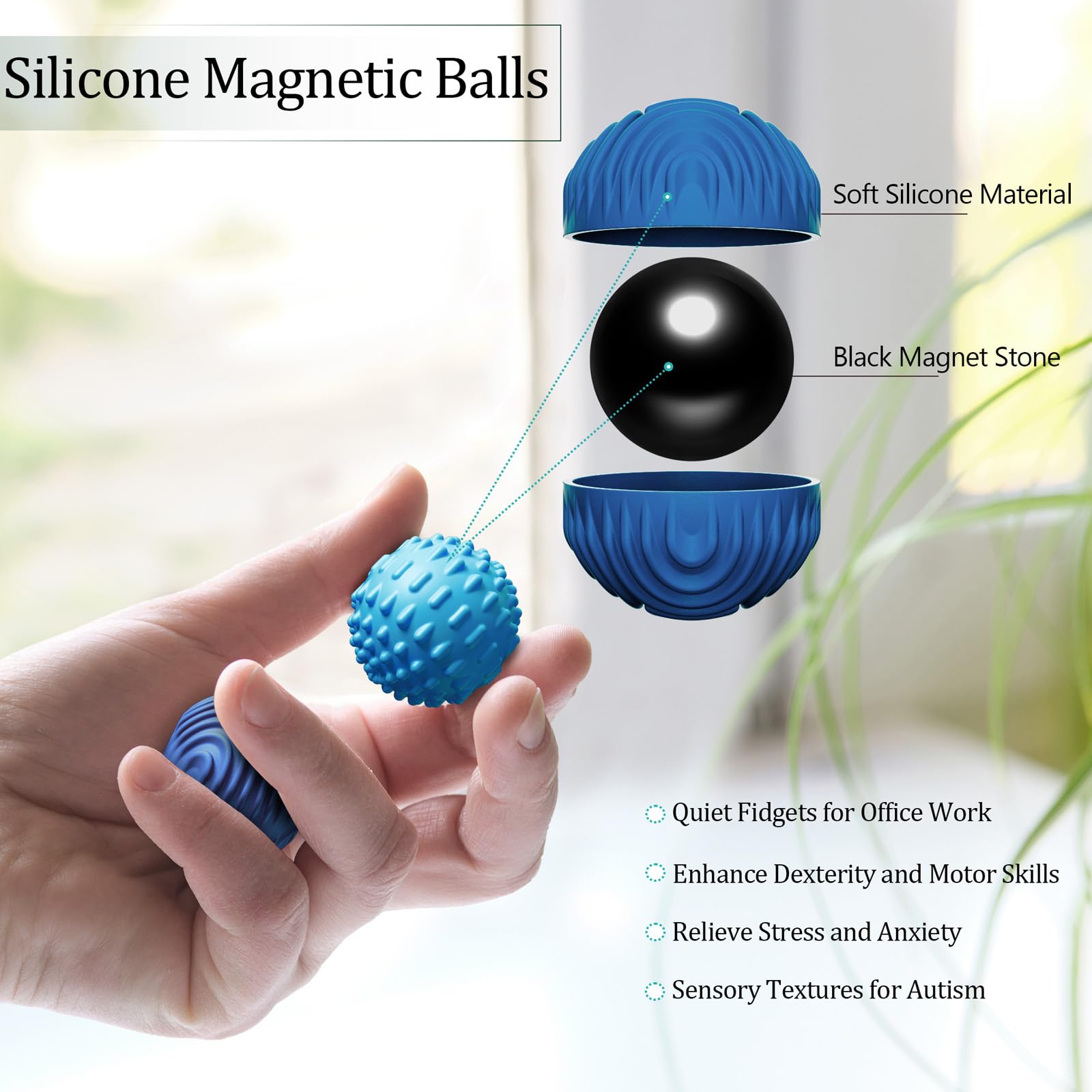 MAGNETIC SILICONE FIDGET BALLS - Stress Relief Toy Set
