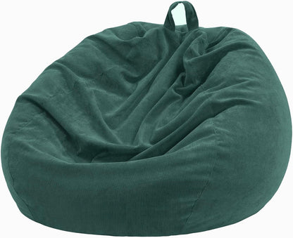 3 ft Bean Bag Chair Cover (No Filler) 35"×43" Large Stuffed Animal Storage Bean Bag Washable Beanbag Chair Cover Premium Corduroy Stuffable Bean Bag Cover for Adults,Kids,Platinum Gray 300L