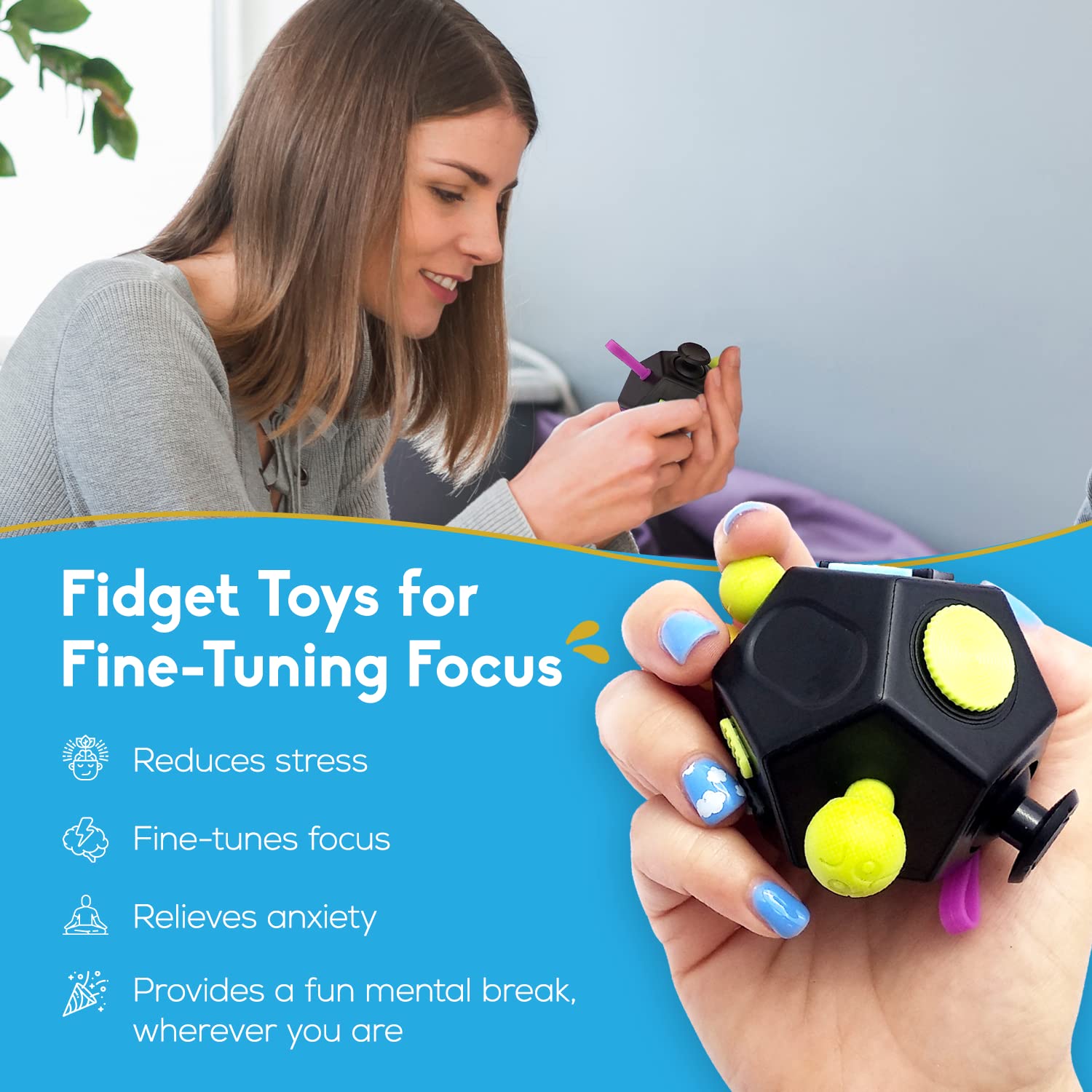 FIDGET CUBE- STRESS RELIEF DESK TOY FOR FOCUS AND AXIETY RELIEF