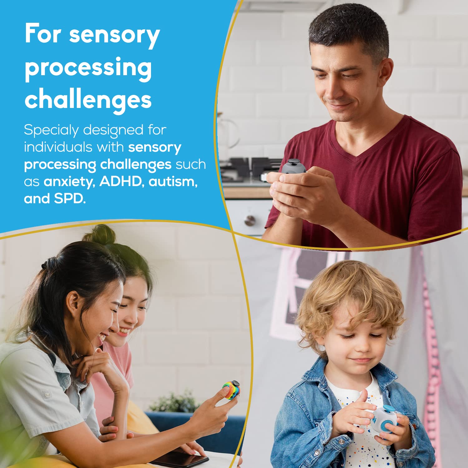 FIDGET CUBE- STRESS RELIEF DESK TOY FOR FOCUS AND AXIETY RELIEF