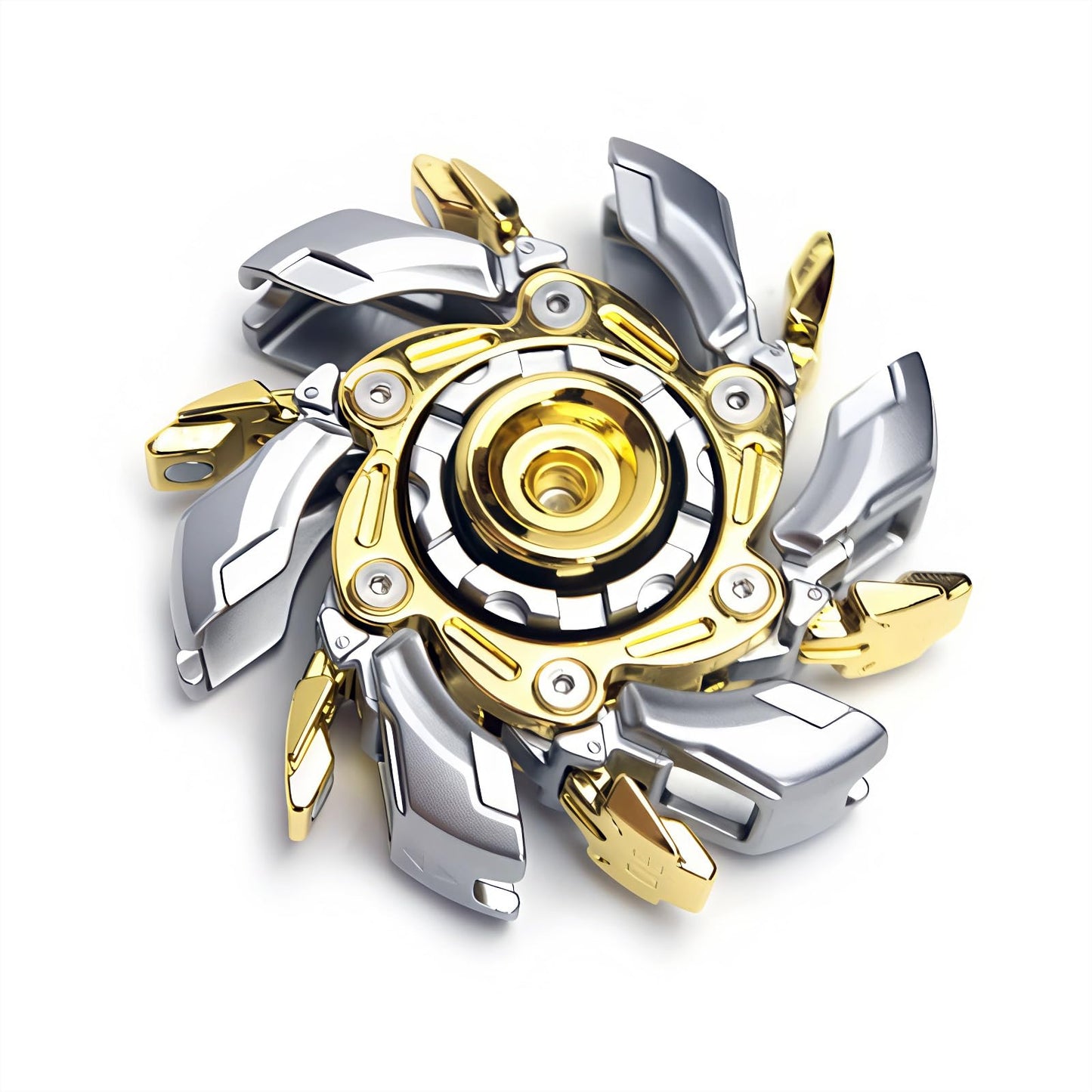 Stress Relief Metal Fidget Spinner for Adults, EDC Fidget Spinner with Open Armor Design & Smooth Spin. a Cool Fidget Toy for Teens & Adults(White Gold)