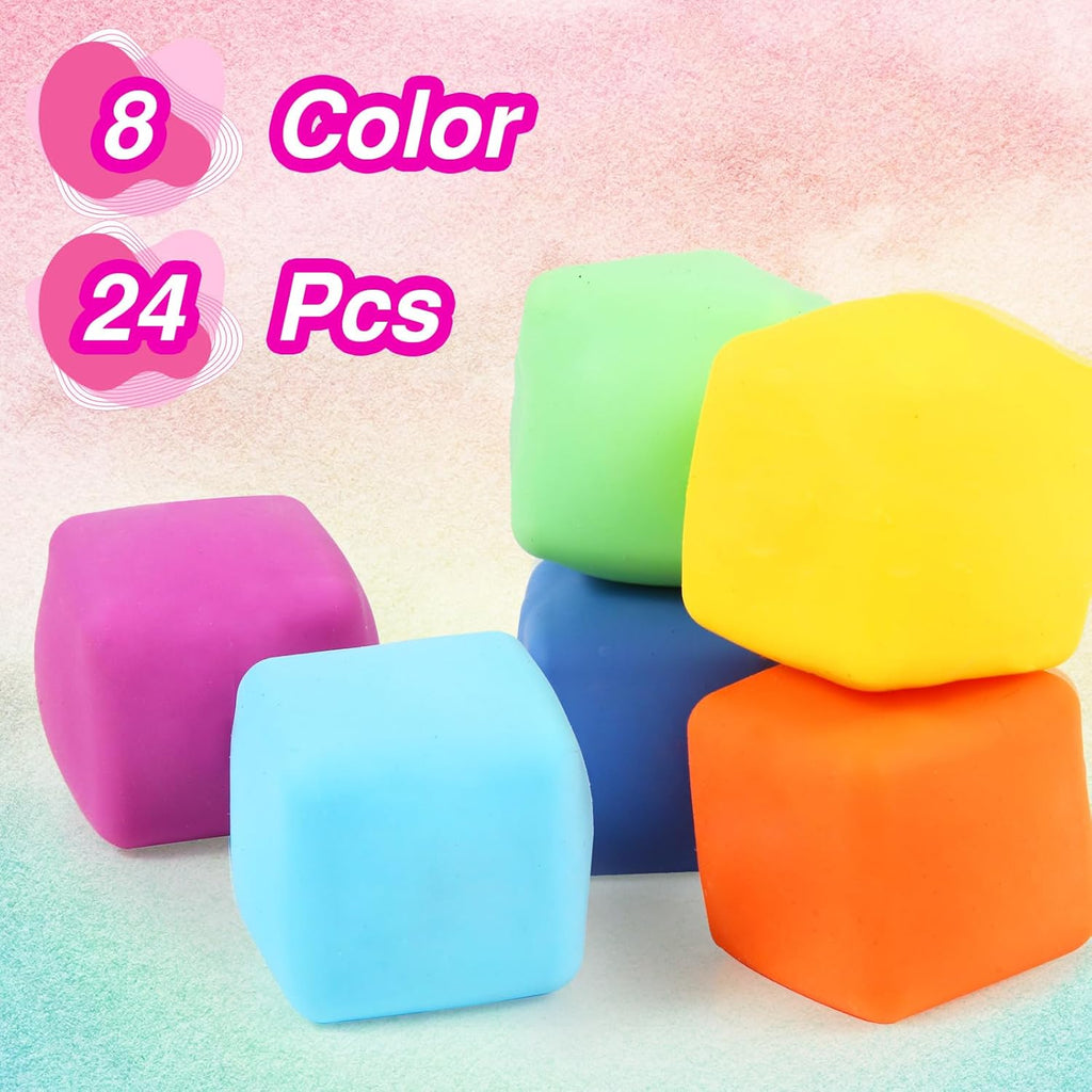 24 MINI SLOW- RISING STRESS CUBES - SENSORY FIDGET SET FOR RELAXATION