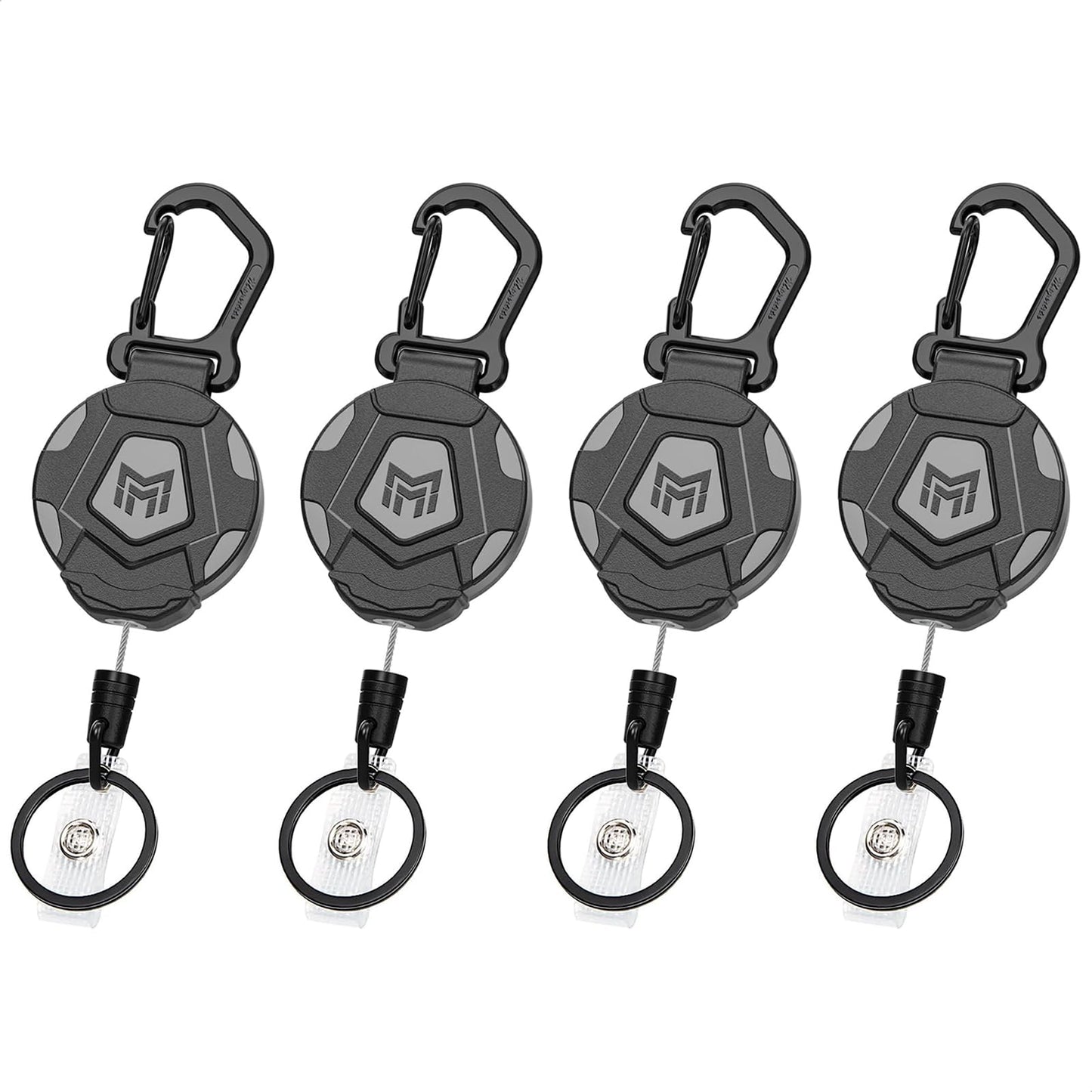 MNGARISTA 2-Pack Retractable Keychain, Heavy Duty Carabiner Badge Holder, Tactical ID Badge Reel Key Chain with 31.5” Steel Retractable Cord, 8.0 oz