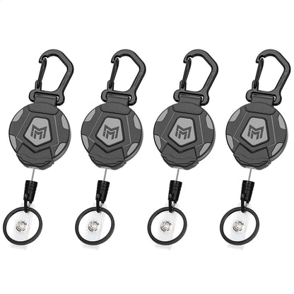 MNGARISTA 2-Pack Retractable Keychain, Heavy Duty Carabiner Badge Holder, Tactical ID Badge Reel Key Chain with 31.5” Steel Retractable Cord, 8.0 oz