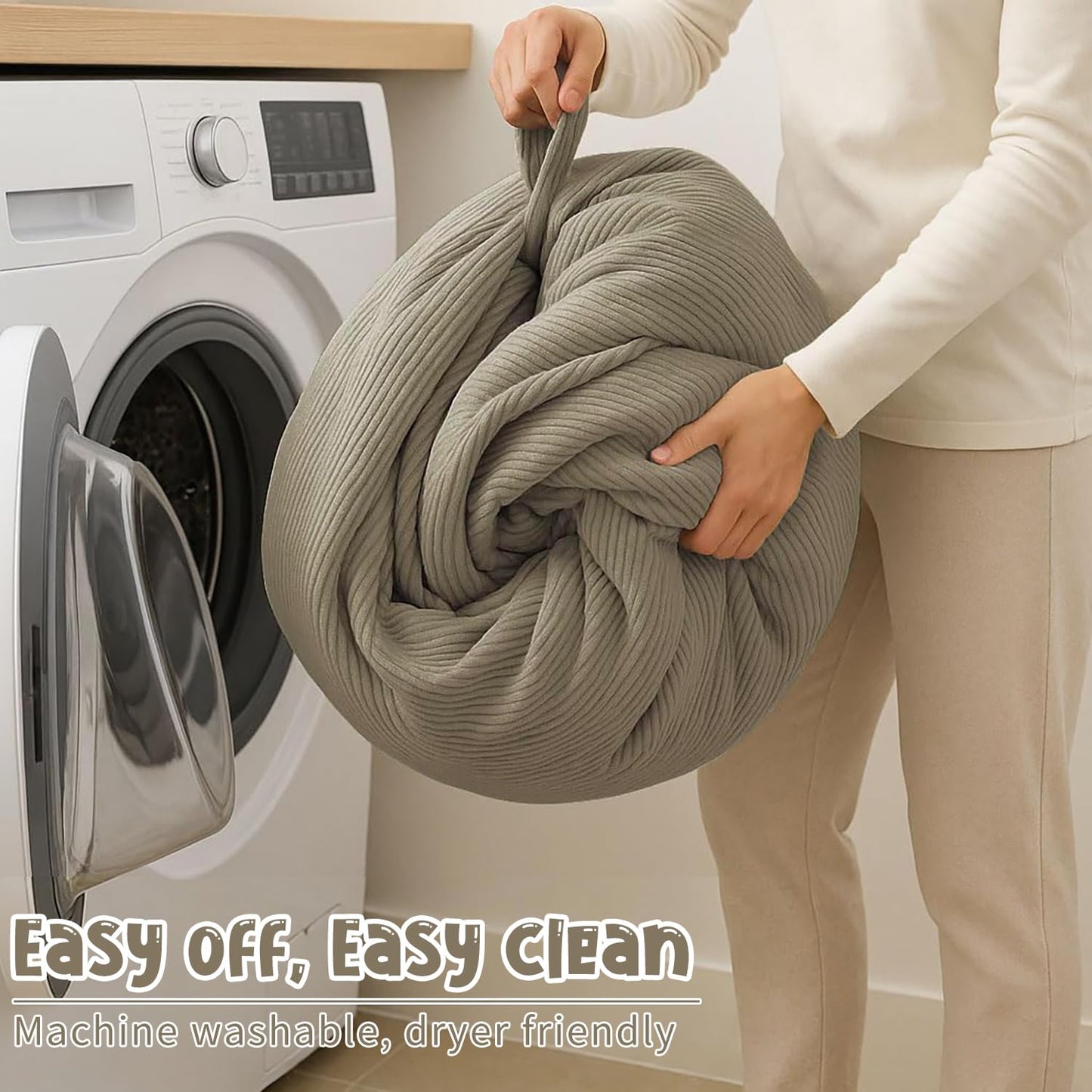 3 ft Bean Bag Chair Cover (No Filler) 35"×43" Large Stuffed Animal Storage Bean Bag Washable Beanbag Chair Cover Premium Corduroy Stuffable Bean Bag Cover for Adults,Kids,Platinum Gray 300L