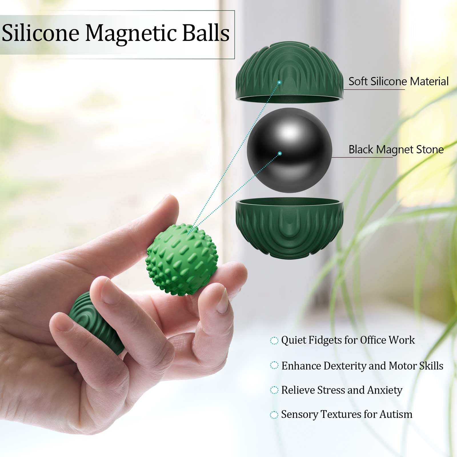MAGNETIC SILICONE FIDGET BALLS - Stress Relief Toy Set