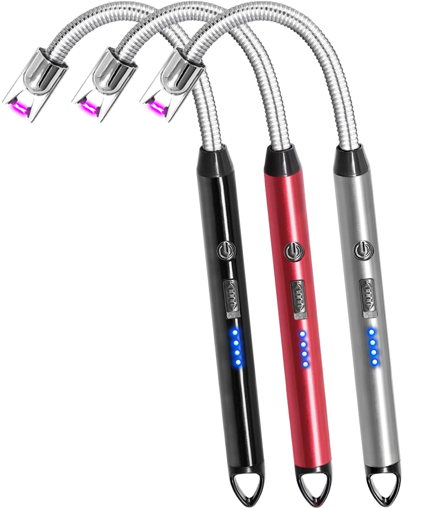 3 Pack Candle Lighter Electric Rechargeable Arc Windproof Lighters Flexible Neck Long Rotate 360 Plasma Lighter USB Flameless Lighters Candles Grill BBQ