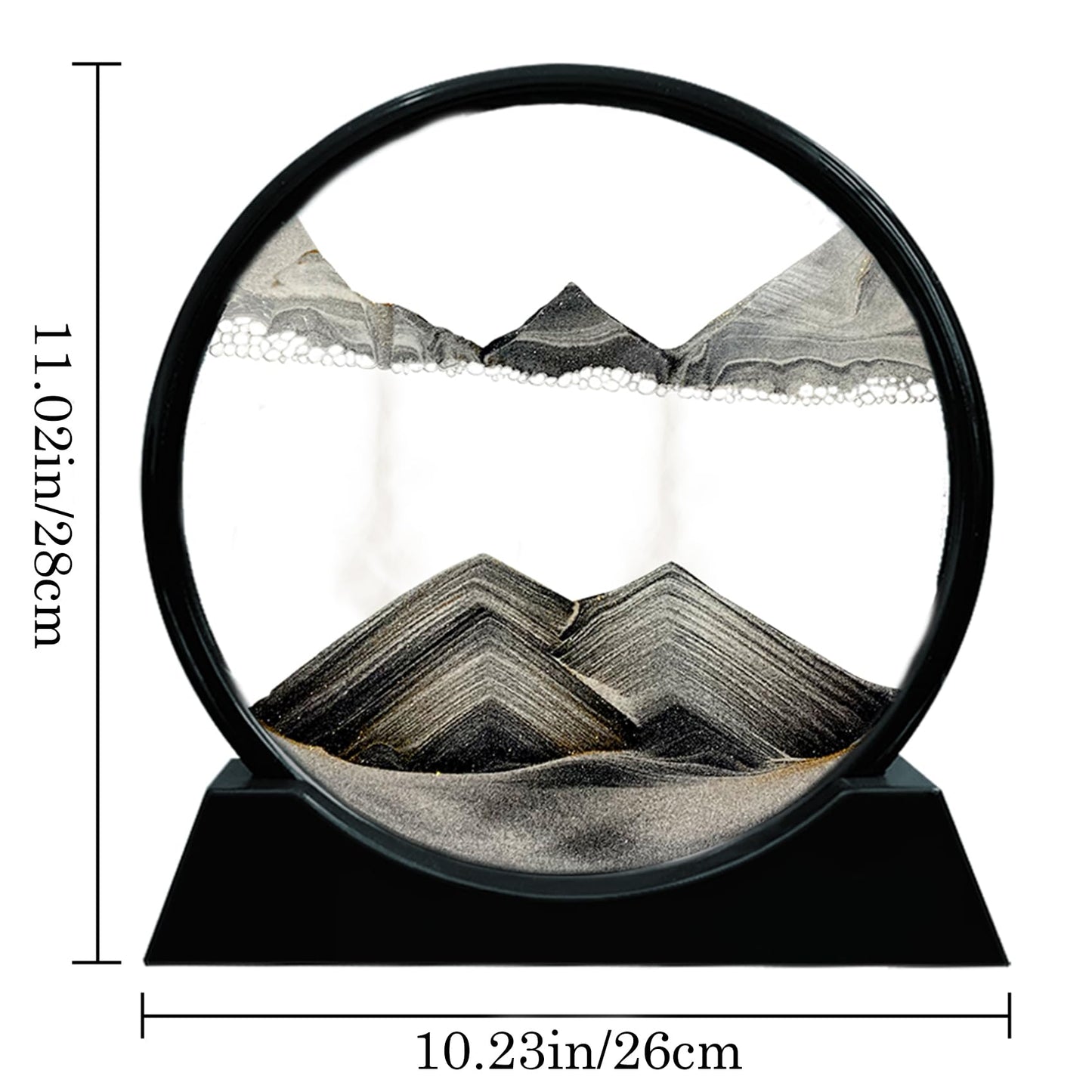 Aoderun Moving Sand Art Picture Round Glass 3D Deep Sea Sandscape in Motion Display Flowing Sand Frame Relaxing Desktop Home Office Work Decor (7", Blue)