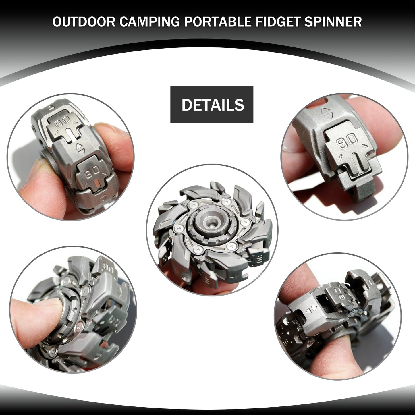 Stress Relief Metal Fidget Spinner for Adults, EDC Fidget Spinner with Open Armor Design & Smooth Spin. a Cool Fidget Toy for Teens & Adults(White Gold)