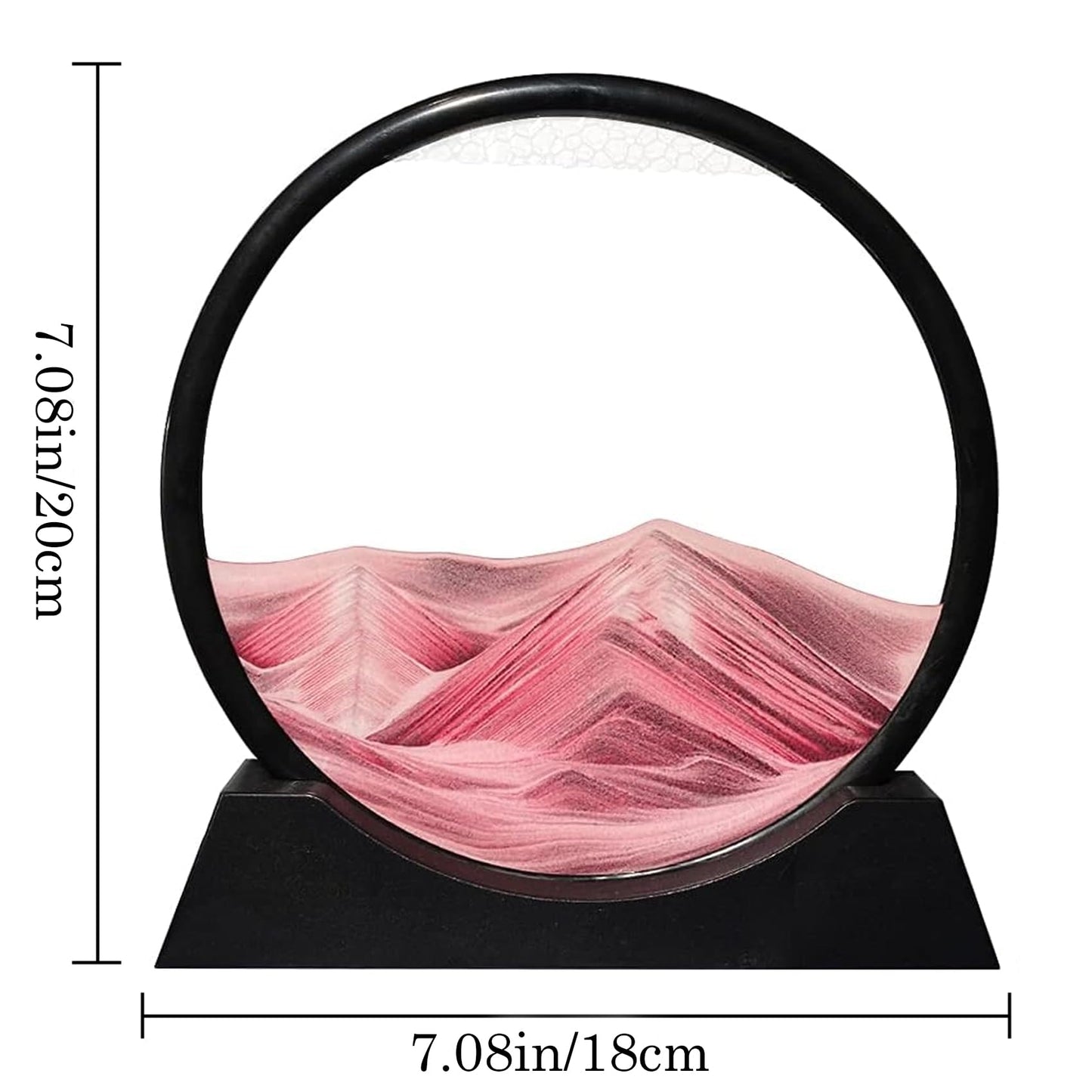 Aoderun Moving Sand Art Picture Round Glass 3D Deep Sea Sandscape in Motion Display Flowing Sand Frame Relaxing Desktop Home Office Work Decor (7", Blue)