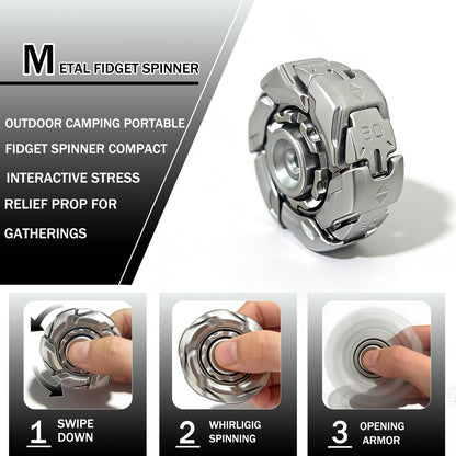 Stress Relief Metal Fidget Spinner for Adults, EDC Fidget Spinner with Open Armor Design & Smooth Spin. a Cool Fidget Toy for Teens & Adults(White Gold)
