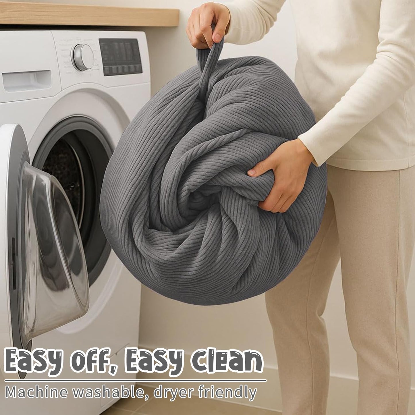 3 ft Bean Bag Chair Cover (No Filler) 35"×43" Large Stuffed Animal Storage Bean Bag Washable Beanbag Chair Cover Premium Corduroy Stuffable Bean Bag Cover for Adults,Kids,Platinum Gray 300L