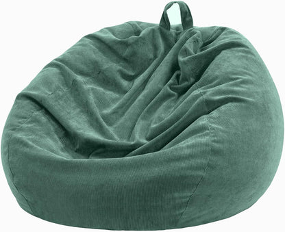 3 ft Bean Bag Chair Cover (No Filler) 35"×43" Large Stuffed Animal Storage Bean Bag Washable Beanbag Chair Cover Premium Corduroy Stuffable Bean Bag Cover for Adults,Kids,Platinum Gray 300L