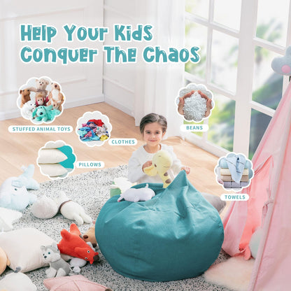 3 ft Bean Bag Chair Cover (No Filler) 35"×43" Large Stuffed Animal Storage Bean Bag Washable Beanbag Chair Cover Premium Corduroy Stuffable Bean Bag Cover for Adults,Kids,Platinum Gray 300L