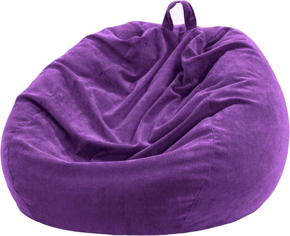 3 ft Bean Bag Chair Cover (No Filler) 35"×43" Large Stuffed Animal Storage Bean Bag Washable Beanbag Chair Cover Premium Corduroy Stuffable Bean Bag Cover for Adults,Kids,Platinum Gray 300L