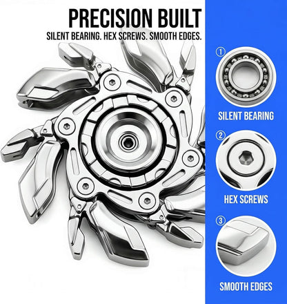 Stress Relief Metal Fidget Spinner for Adults, EDC Fidget Spinner with Open Armor Design & Smooth Spin. a Cool Fidget Toy for Teens & Adults(White Gold)