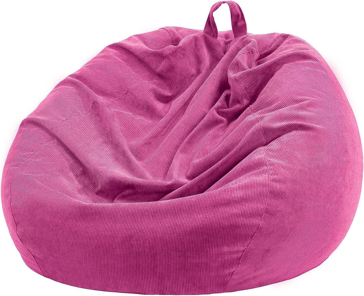 3 ft Bean Bag Chair Cover (No Filler) 35"×43" Large Stuffed Animal Storage Bean Bag Washable Beanbag Chair Cover Premium Corduroy Stuffable Bean Bag Cover for Adults,Kids,Platinum Gray 300L